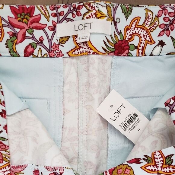 LOFT The Riviera Floral Paisley Print Shorts with Pockets Cotton Spandex Size 6 - Picture 9 of 11